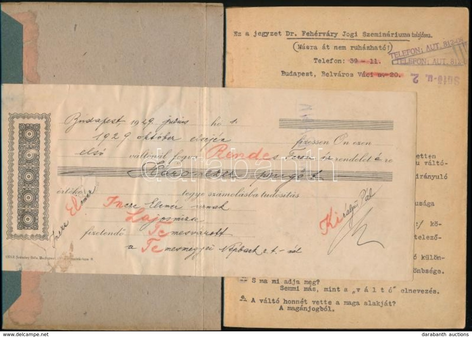 Dr. Fehérváry: Váltójog 1929. Szemináriumi Jegyzet, Használt, Korához Képest Jó állapotban - Non Classés