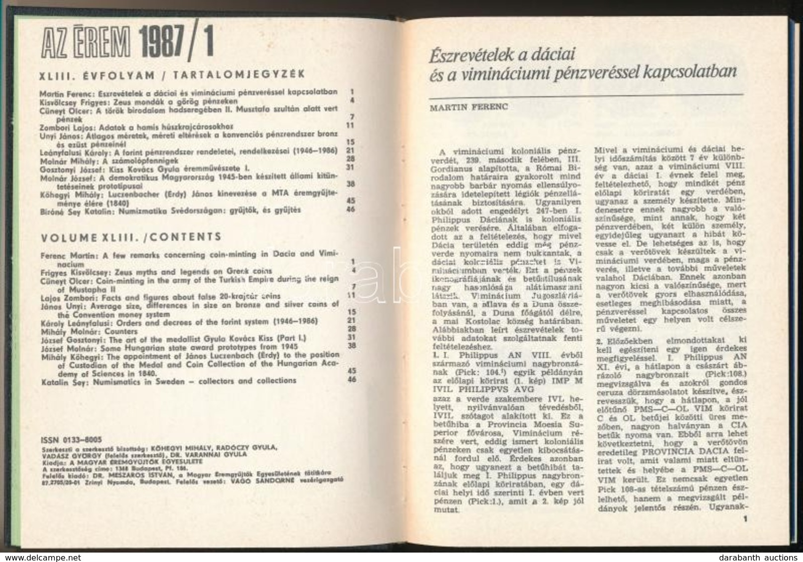 Az érem Című Folyóirat 1987-1990 Között Megjelent 8  Lapszáma, Egybekötve - Non Classés