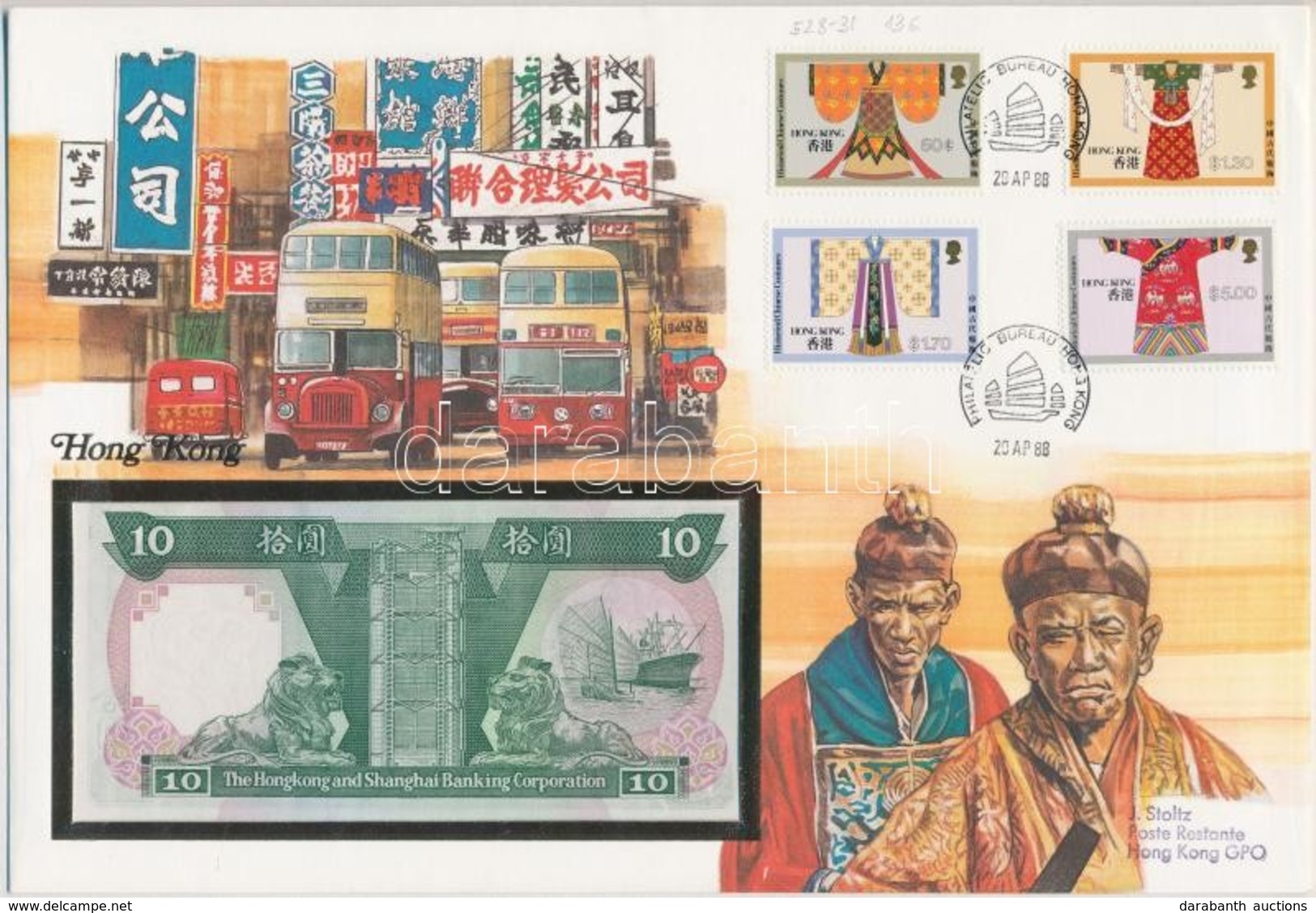 Hong Kong 1986. 10$ Borítékban, Alkalmi Bélyegzésekkel T:I Hong Kong 1986. 10 Dollars In Envelope With Stamps C:UNC - Non Classés