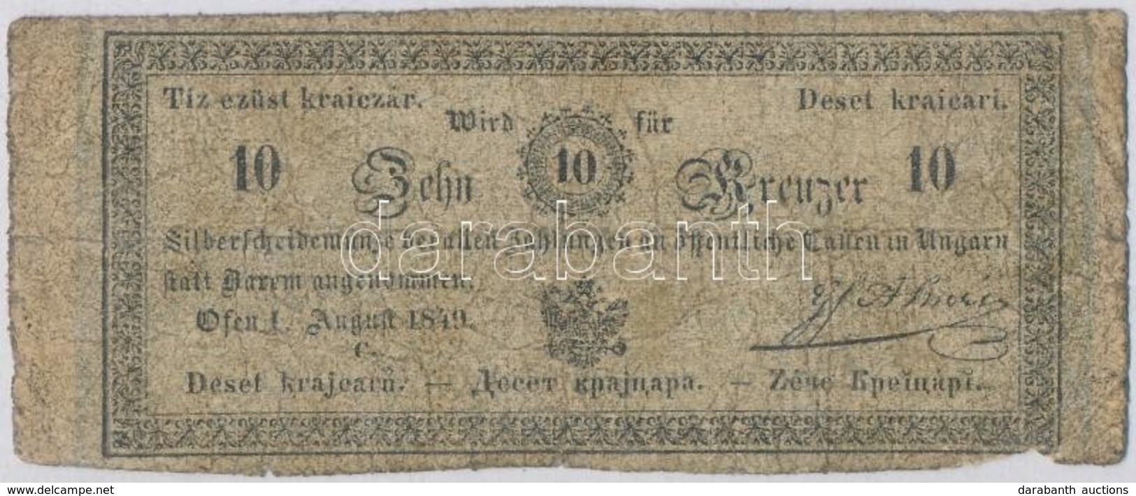 1849. 10kr 'Almásy' T:IV 
Hungary 1849. 10 Krajczár 'Almásy' C:G 
Adamo G101 - Non Classés