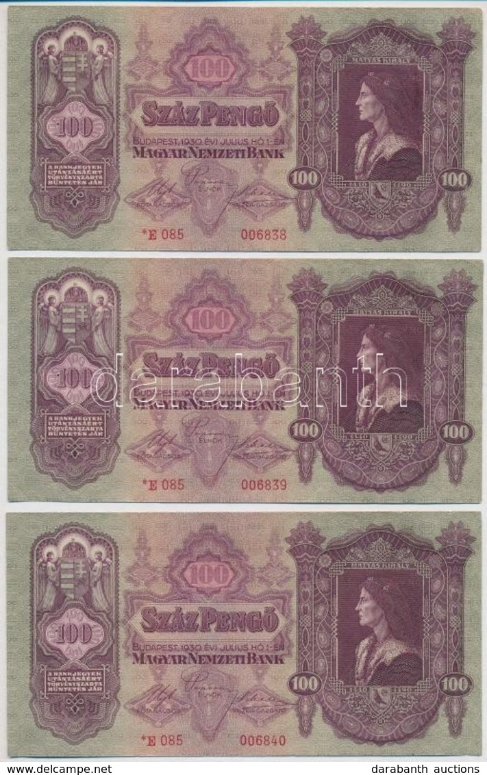 1930. 100P (6x) Sorszámkövetők, Csillagos Sorszám T:II,II- - Non Classificati