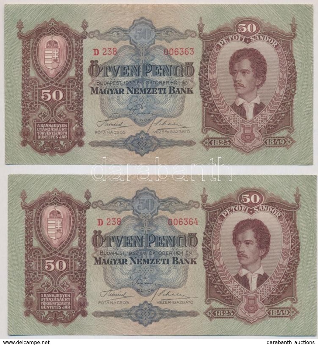 1932. 50P (2x) Sorszámkövetők T:I,II - Non Classés