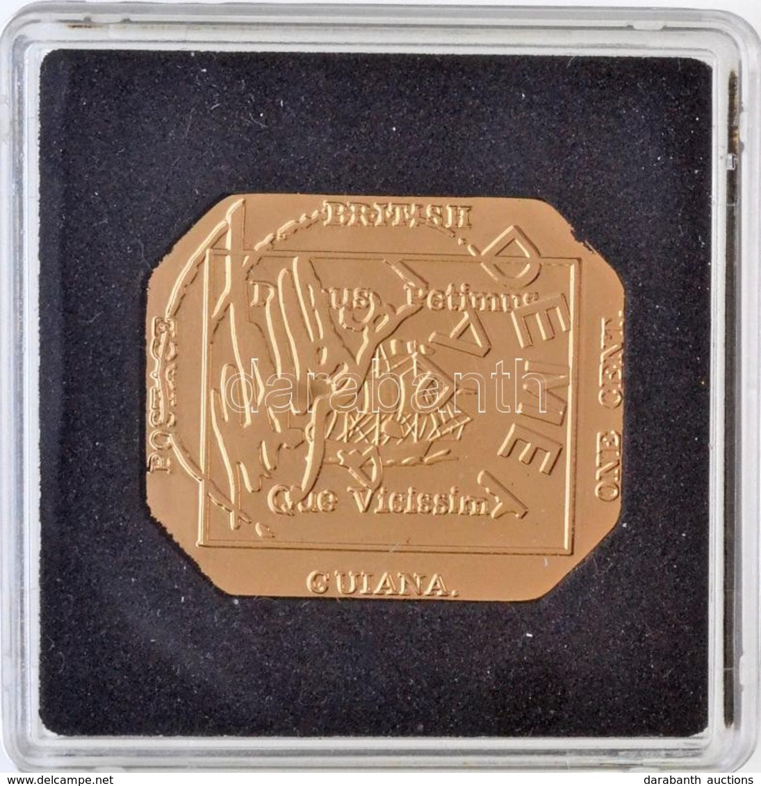DN 'Világ Bélyegcsodái - Brit-Guyana 1 Cent 1856' Aranyozott Cu Bélyegérem Tanúsítvánnyal (31,5x26mm) T:PP - Non Classés