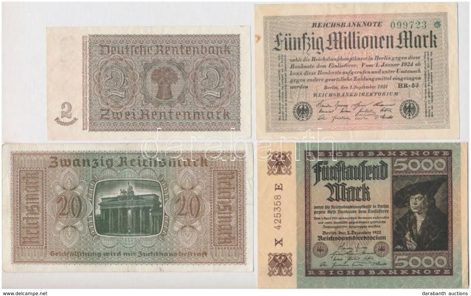 Németország / Weimari Köztársaság / Német Harmadik Birodalom 9db-os Bankjegy Tétel, Közte 1920. 2M (3x) Sorszámkövetők T - Non Classés