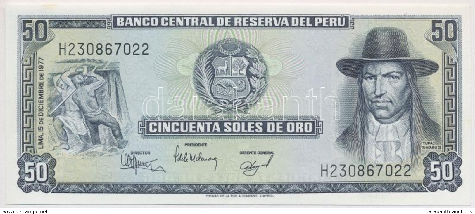 Peru 1977. 50S T:I
Peru 1977. 50 Soles De Oro C:UNC
Krause 113 - Non Classés