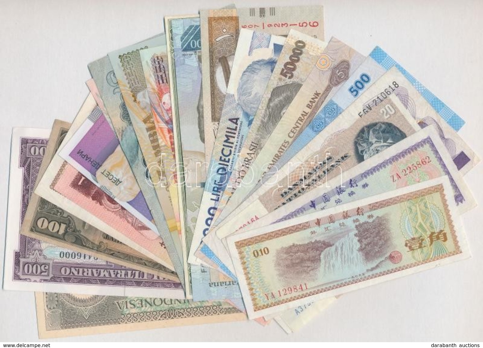 25db-os Vegyes Külföldi Bankjegy Tétel, Közte Új-Zéland, Szíria, Egyesült Arab Emirátusok, Guinea-Bissau, Dánia, Macedón - Non Classés