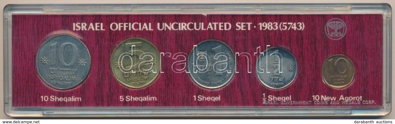 Izrael 1983. 10a-10Sh (5xklf) Forgalmi Sor Dísztokban T:1-
Israel 1983. 10 Agorot - 10 Shequalim (5xdiff) Coin Set In Ca - Non Classés
