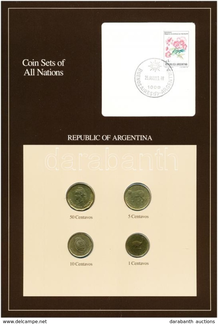 Argentina 1987. 1c-50c (4xklf), 'Coin Sets Of All Nations' Forgalmi Szett Felbélyegzett Kartonlapon T:1 
Albania 1987. 1 - Non Classés