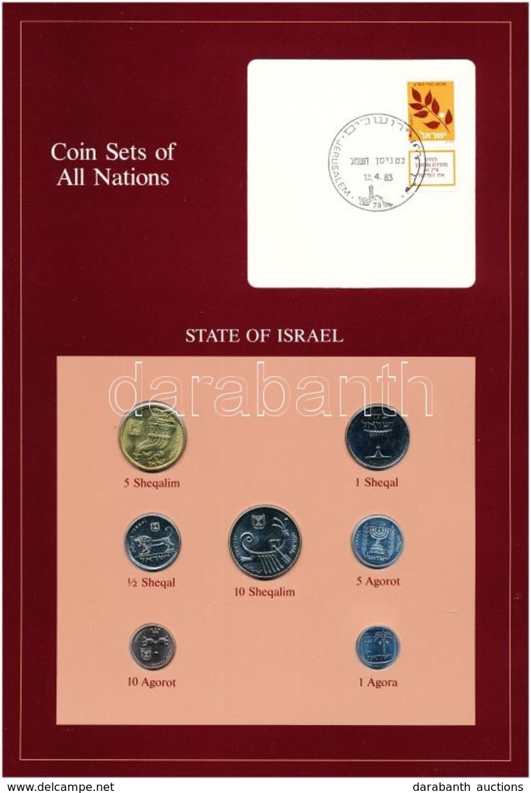 Izrael ~1983. 1a-10Sh (7xklf), 'Coin Sets Of All Nations' Forgalmi Szett Felbélyegzett Kartonlapon T:1 
Israel ~1983. 1  - Non Classés