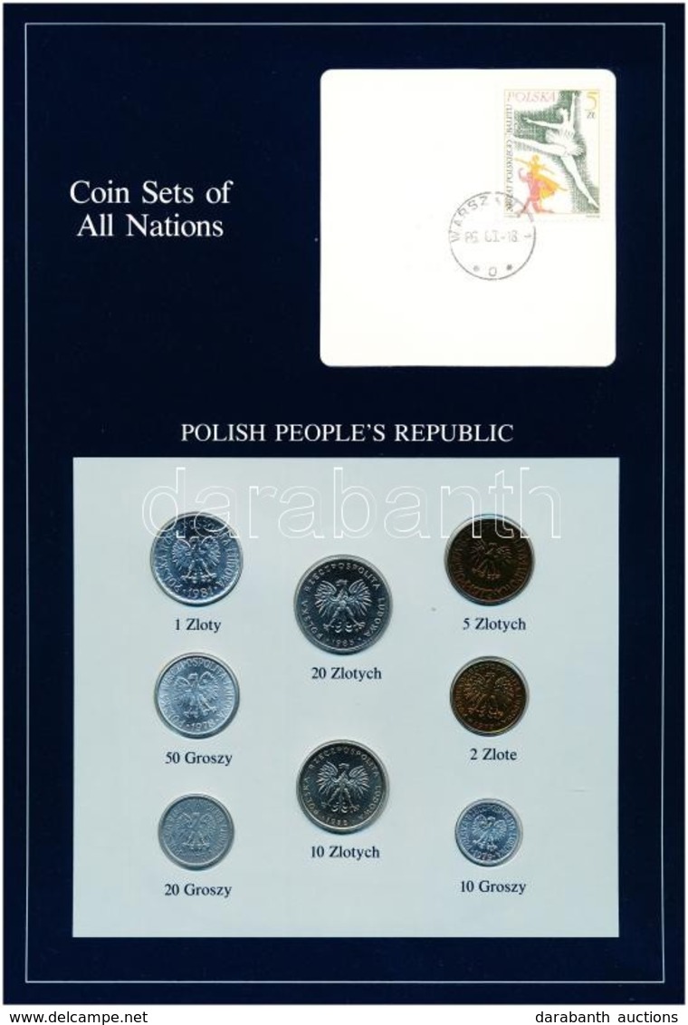 Lengyelország 1979-1985. 10g-20Zl (7xklf), 'Coin Sets Of All Nations' Forgalmi Szett Felbélyegzett Kartonlapon T:1 
Pola - Non Classés