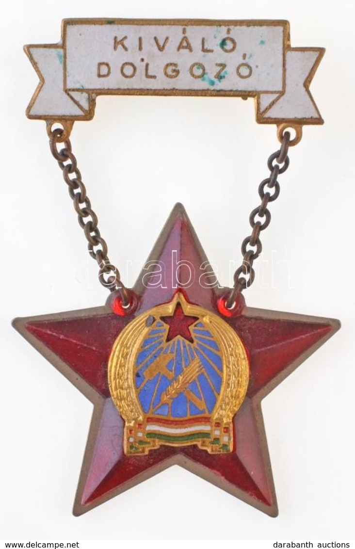 ~1950. 'Kiváló Dolgozó' Rákosi-címeres Zománcozott Fém Kitüntetés T:2 - Non Classificati