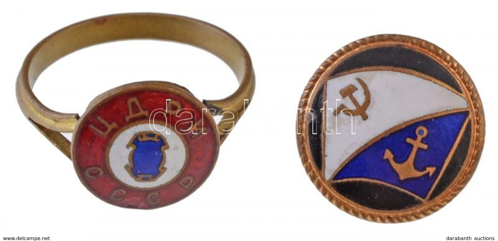 Szovjetunió DN Zománcozott Tengerész Jelvény (20mm) + Részben Zománcozott Fém Gyűrű T:2
Soviet Union ND Enamelled Sailor - Non Classificati