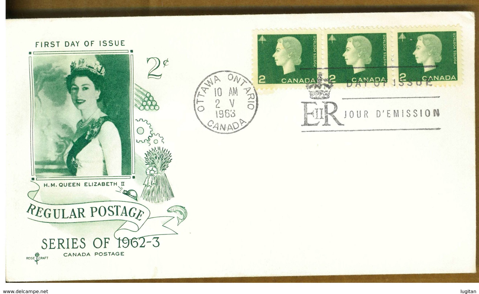 CANADA - SERIE ORDINARIA 2 C. - Y 1963 FDC - 1952-1960