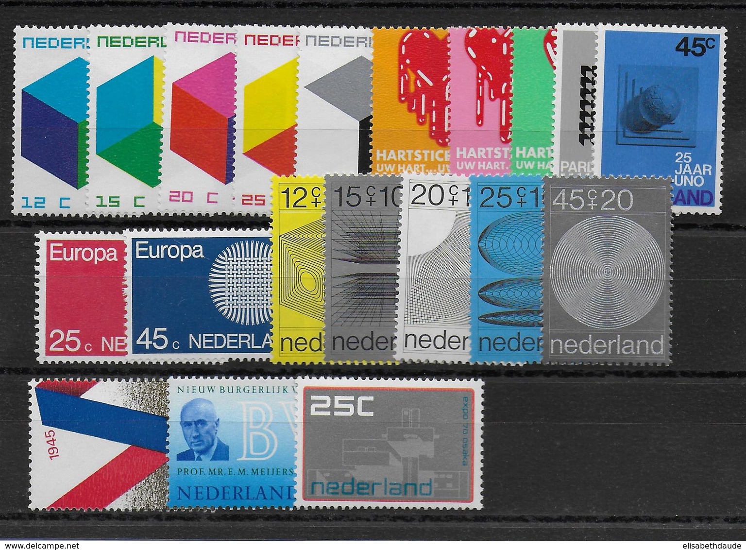 NEDERLAND - ANNEE COMPLETE 1970 ** MNH - COTE YVERT = 25 EUR. - 20 VALEURS - Komplette Jahrgänge