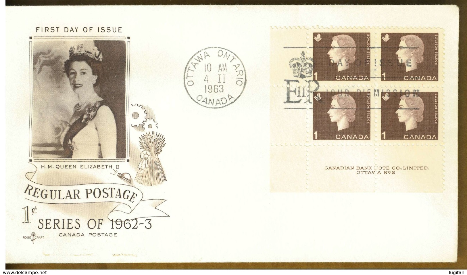 CANADA - SERIE ORDINARIA 1 C. - Y 1963 FDC - 1961-1970