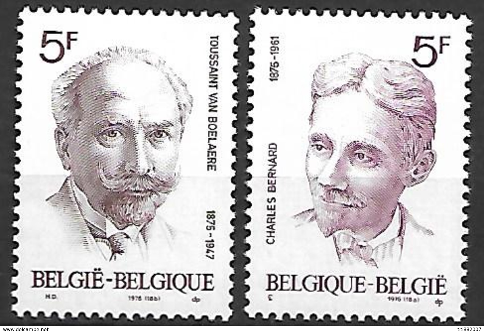 BELGIQUE     -  1976  .  Y&T N° 1823 / 1824 * .  Charles Bernard  /  Toussaint Van Boelaere. - Unused Stamps