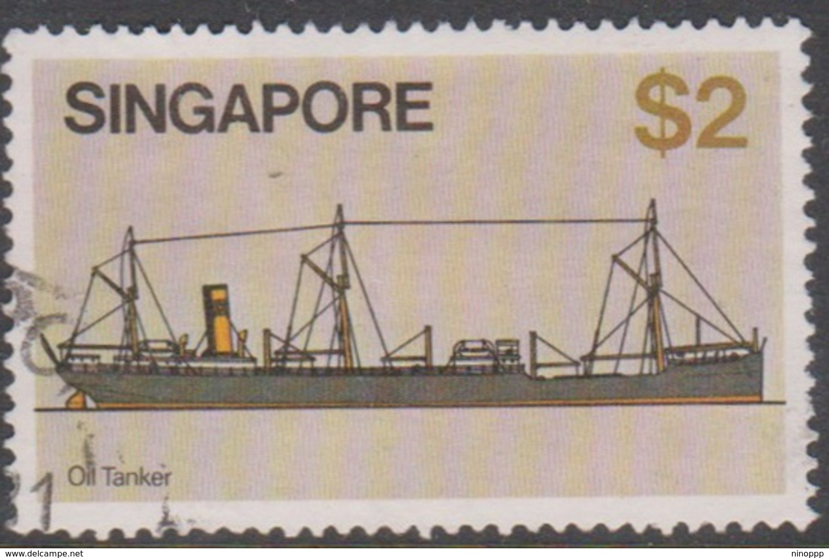 Singapore 369 1980 Ships $ 2 Oil Tanker, Used - Singapore (1959-...)