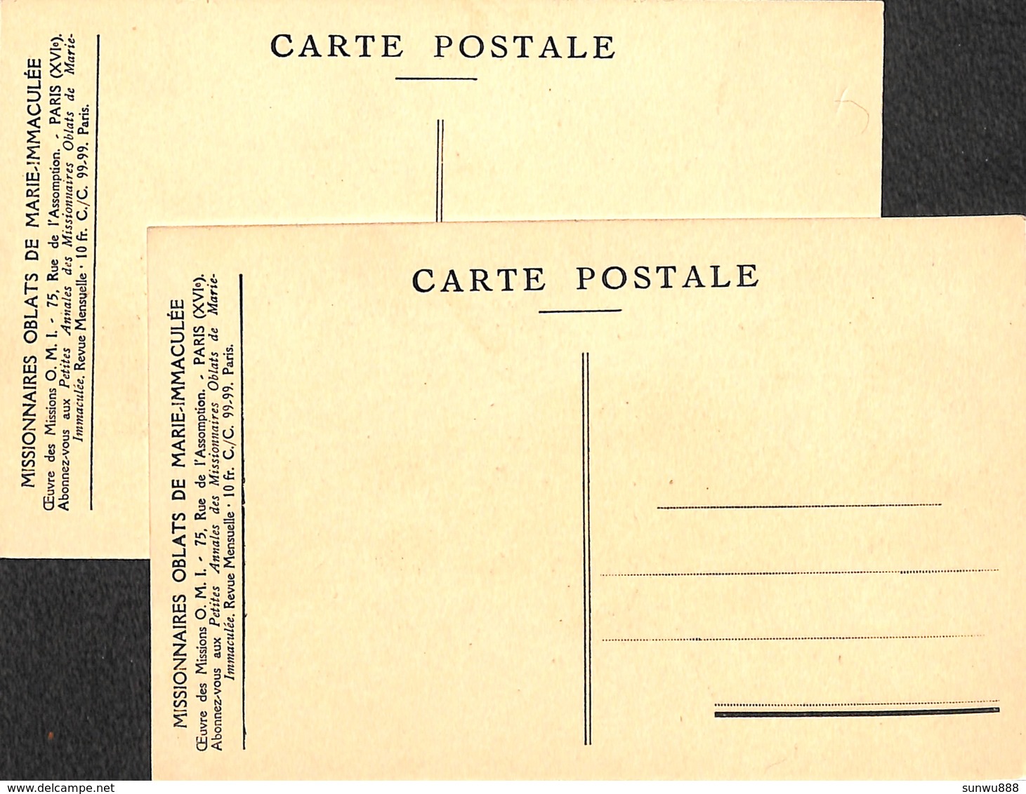 Missionnaires Oblats De Marie-Immaculée (lot 2 Cartes) - Autres & Non Classés