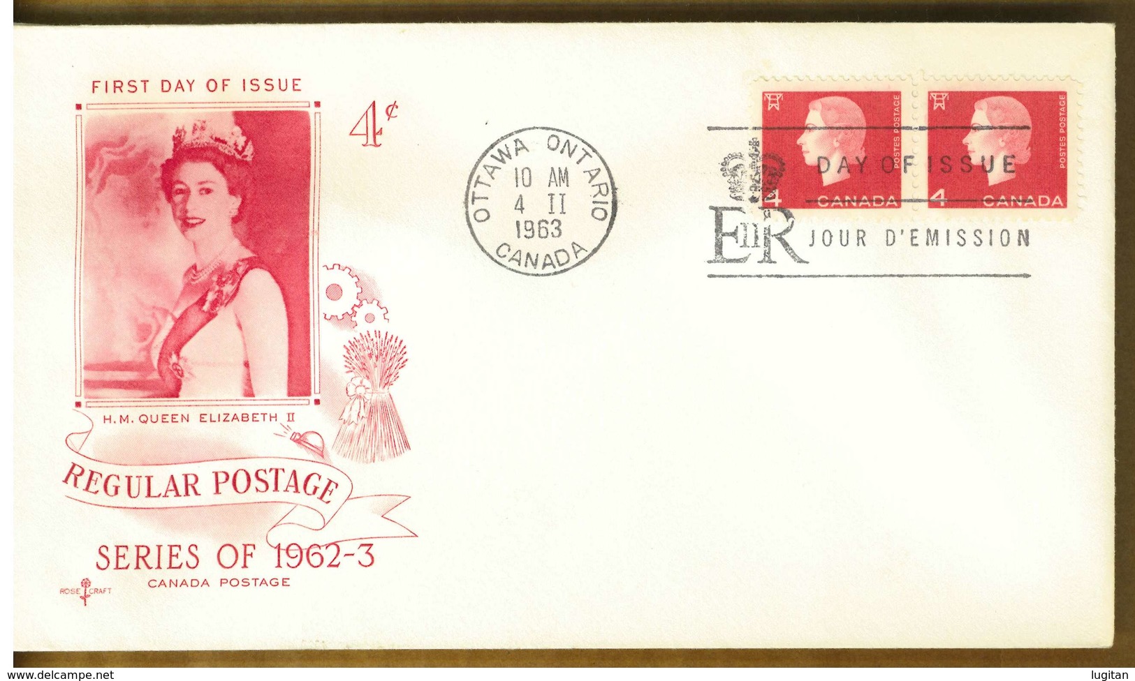 CANADA - SERIE ORDINARIA 4 C. - Y 1963 FDC - 1961-1970