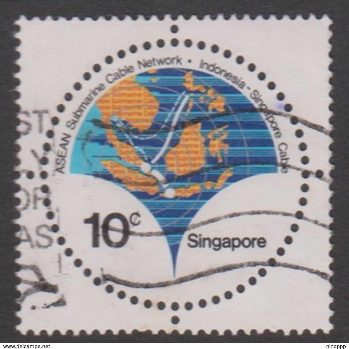 Singapore 389 1980 Asean Submarine Cable 10c, Used - Singapore (1959-...)