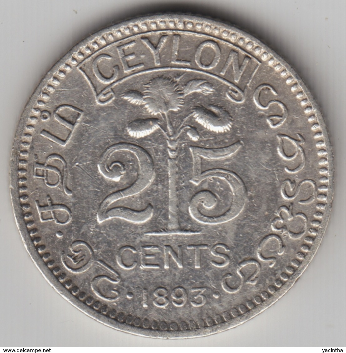 @Y@    Ceylon   25 Cents  1893   (4755) - Sri Lanka