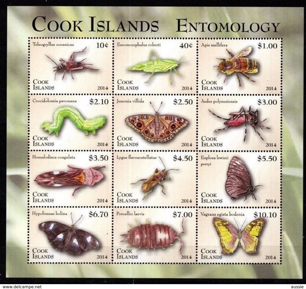 Cook Islands 2014 Yvertn° 1558-1569 *** MNH Cote 80 Euro Faune Papillons Insectes Insecten - Cook
