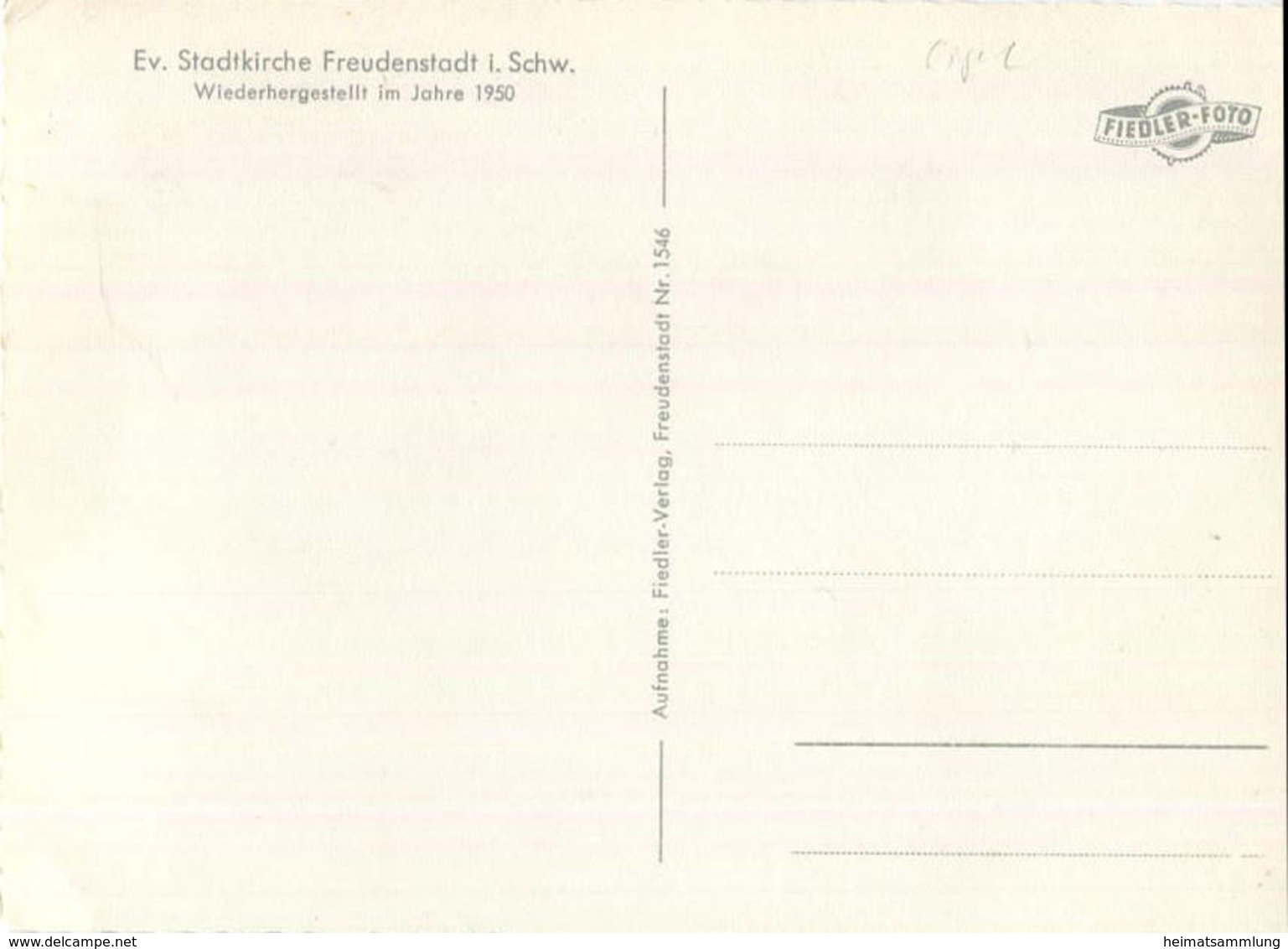 Freudenstadt - Ev. Stadtkirche - Verlag Fiedler Freudenstadt - Kirchen U. Kathedralen