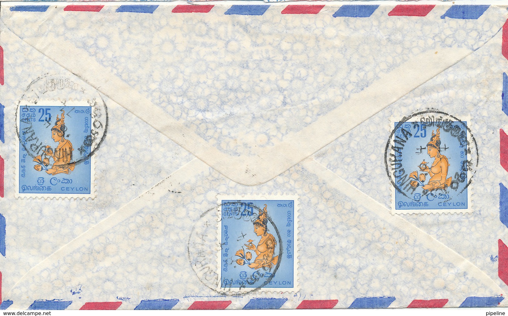 Ceylon Air Mail Cover Sent To USA 8-4-1974 With Stamps On Front And Backside Of The Cover - Sri Lanka (Ceylon) (1948-...)