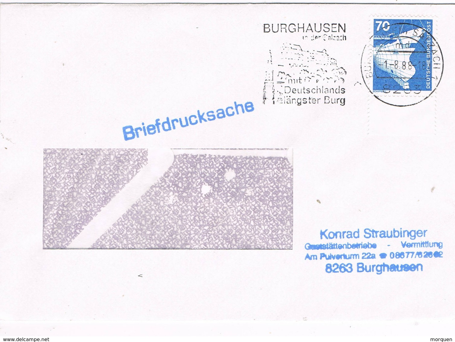 30657. Carta BURGHAUSEN. (Alemania Federal) 1988. In Der Salzach. Castillo - Cartas & Documentos