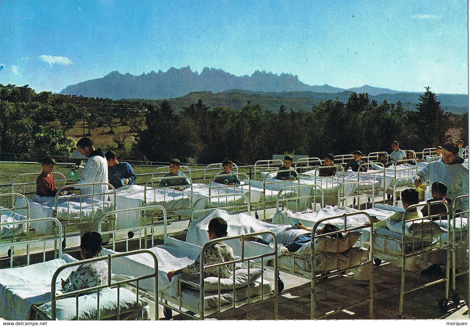 30659. Postal SABADELL (Barcelona) 1964. Vista Montserrat MANRESA. Sanatorio San Juan De Dios - Cartas & Documentos