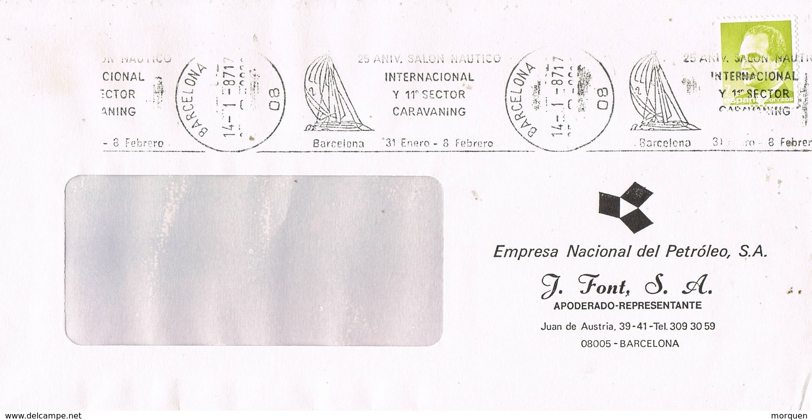 30661. Carta BARCELONA 1987. Rodillo 25 Aniversario Salon NAUTICO Y CARAVANING - Cartas & Documentos