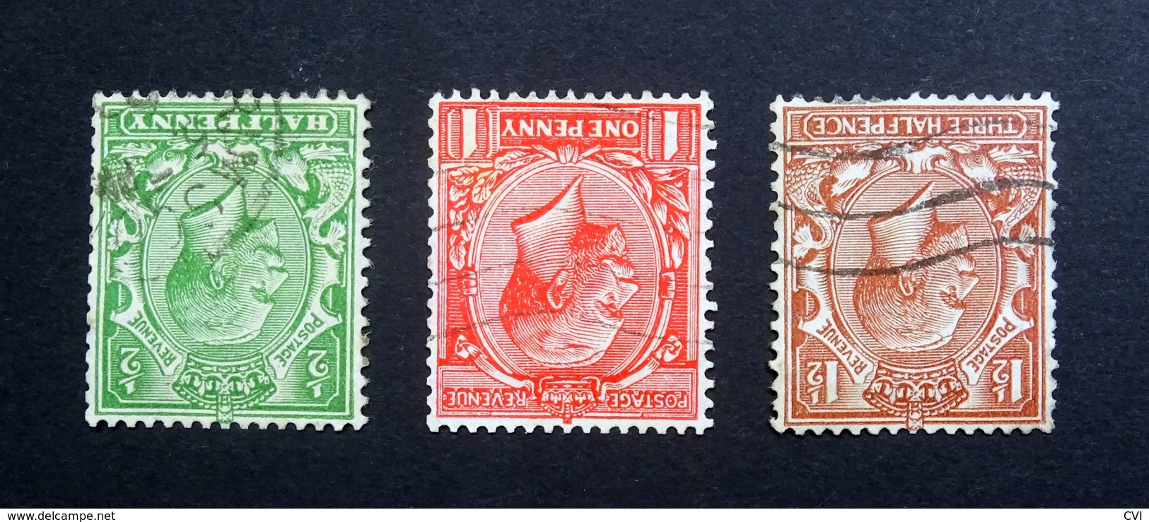 GB KGV 1924-26  SG418,419,420/Sc.#187,188,189  1/2d To 1 1/2d, Wmk 111 Block Cypher INVERTED, Used. (3 Stamps) - Used Stamps