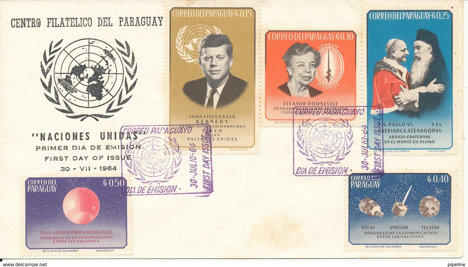 Paraguay FDC 30-7-1964 United Nations Complete Set Of 5 With Cachet - Paraguay