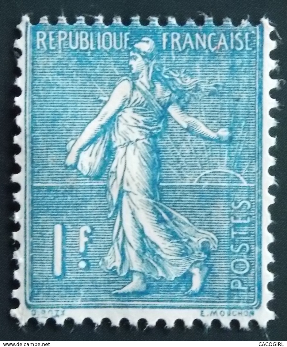 France Y&T 205 Semeuse Lignée 1 F Bleu  Neuf Sur Charnière TBE - 1903-60 Semeuse Lignée