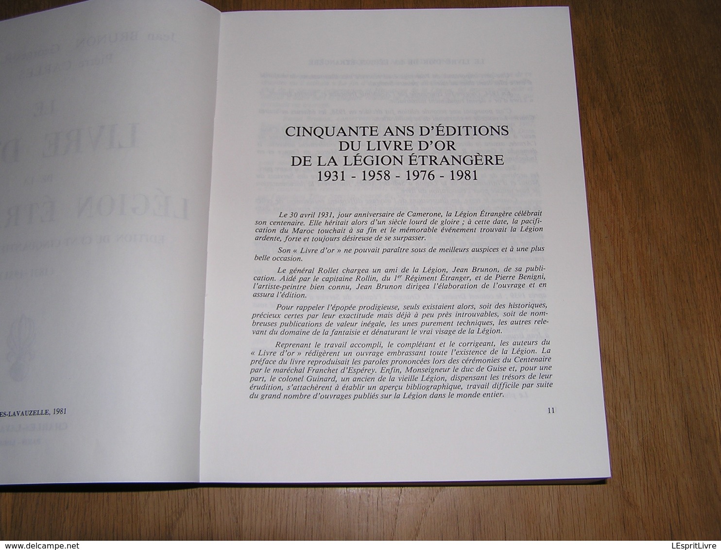 LE LIVRE D' OR DE LA LEGION ETRANGERE 1831 1981 Guerre 40 45 Légionnaire Campagne Mexique Algérie Tonkin Maroc