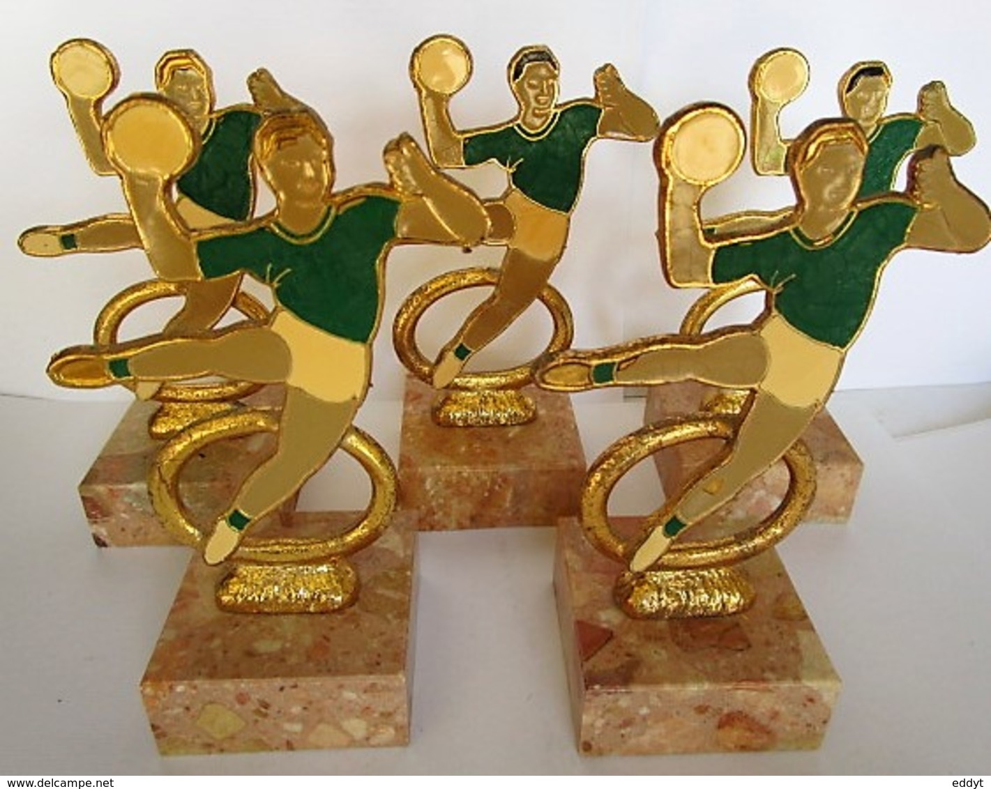 TROPHÉE Coupe Récompense HAND-BALL Support Marbre 7 X 7 Cm Hauteur : 17 Cm - Poids : 620 Gr - Handball