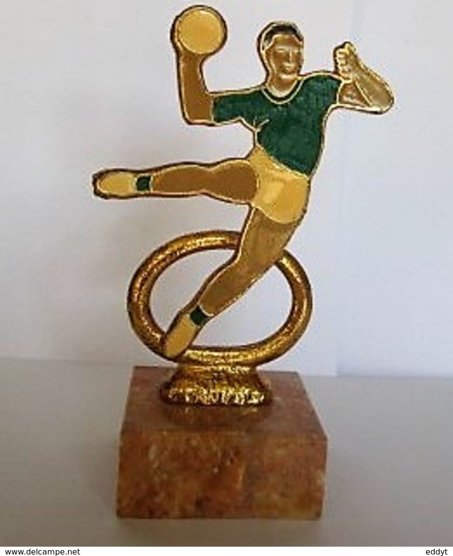 TROPHÉE Coupe Récompense HAND-BALL Support Marbre 7 X 7 Cm Hauteur : 17 Cm - Poids : 620 Gr - Balonmano