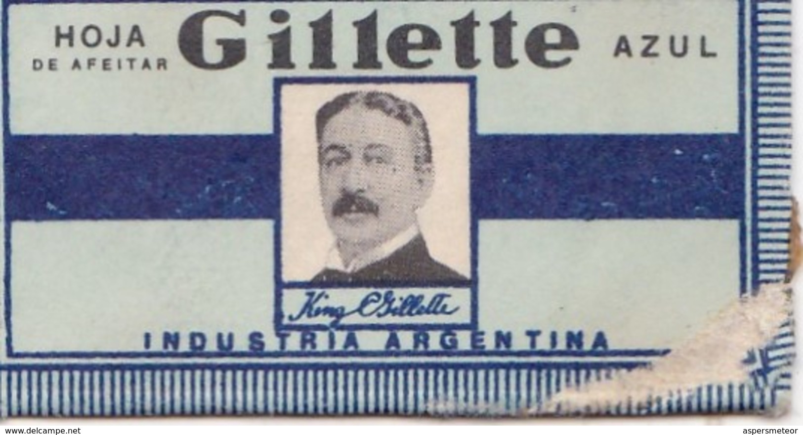 GILLETTE AZUL, INDUSTRIA ARGENTINA. RAZOR BLADE LAME DE RAISOR HOJA DE AFEITAR. CIRCA 1940s-BLEUP - Lames De Rasoir