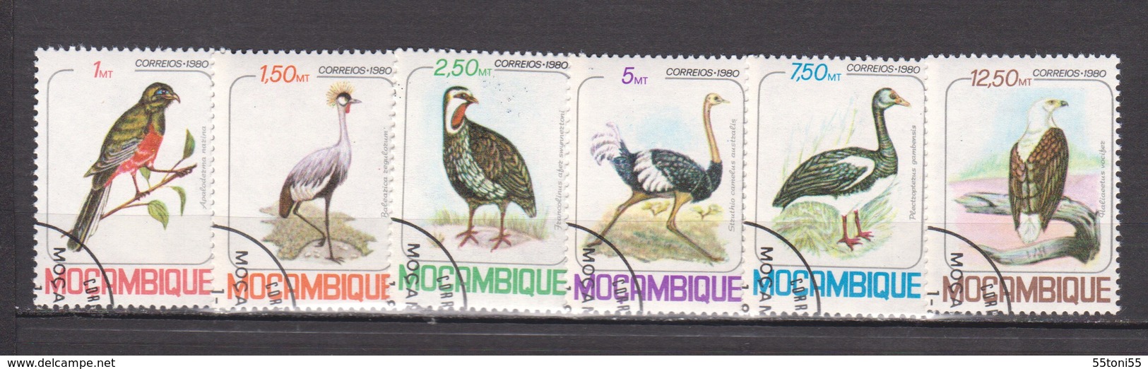 1980, FAUNA, BIRDS, 6v-used/oblitere(O) (Mi 771-776 ) Mozambique - Mozambique