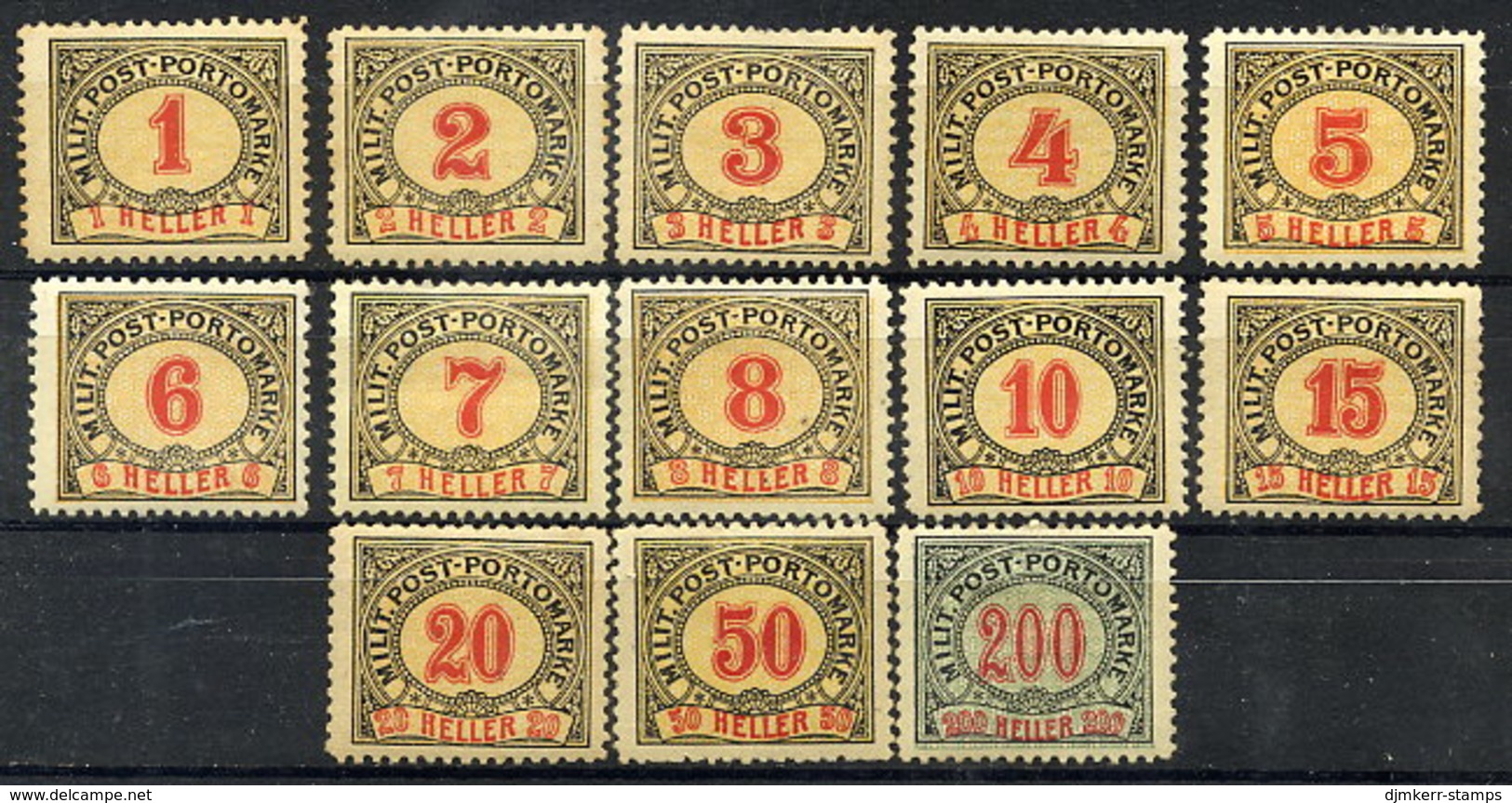 BOSNIA & HERZEGOVINA 1904 Postage Due Set Of 13 MH / *.  Michel Porto 1-13 - Bosnia Erzegovina