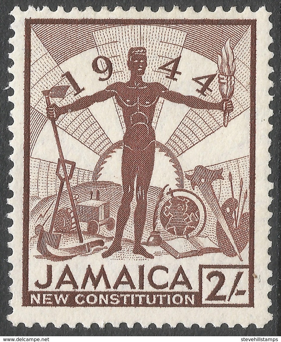 Jamaica. 1945-46 KGVI. New Constitution. 2/- MH. SG 138 - Giamaica (...-1961)