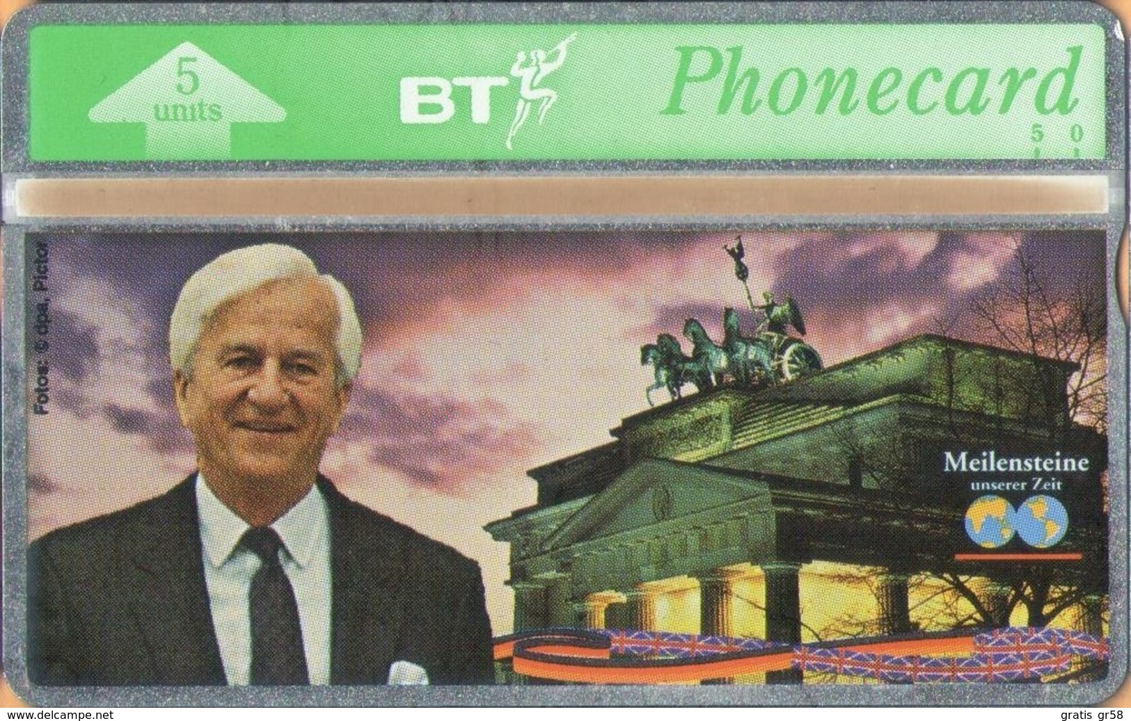 United Kingdom - BTO-028, Richard Von Weizsäcker, 5 U, 304B , 100,600ex, 4/93, Mint - BT Edición Extranjera