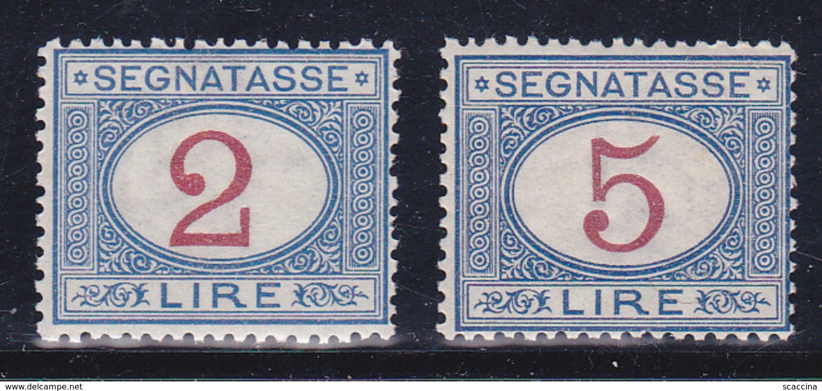 Vittorio Emanuele II Segnatasse 1903 Sassone N° 29-30 £ 2 £ 5  Serie Cpl MNH** - Segnatasse