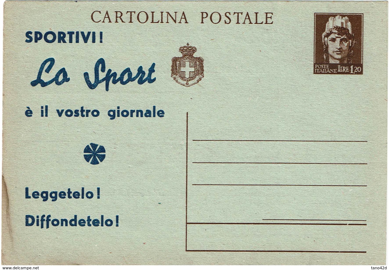 LSAU13 - ITALIE LUOGOTENENZA EP CP ITALIA TURRITA 1L20 AVEC REPIQUAGE PUBLICITAIRE - Autres & Non Classés