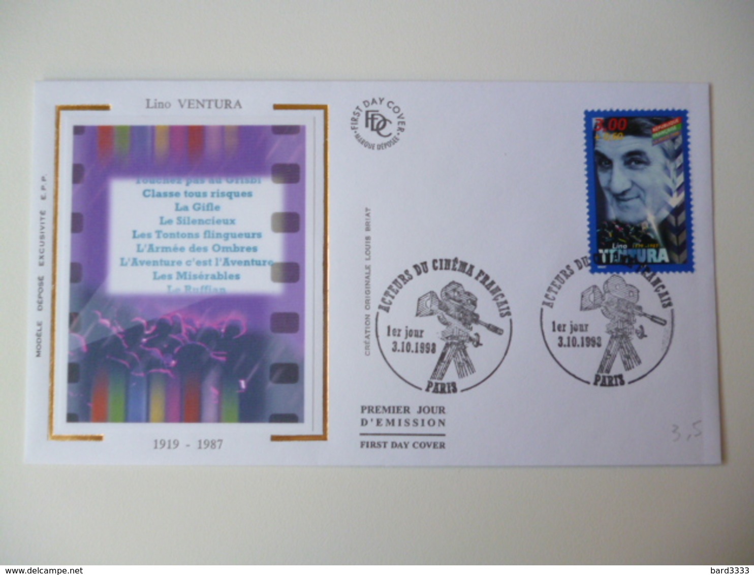 Enveloppe Ier Jour FDC 1998  Lino Ventura - 1990-1999