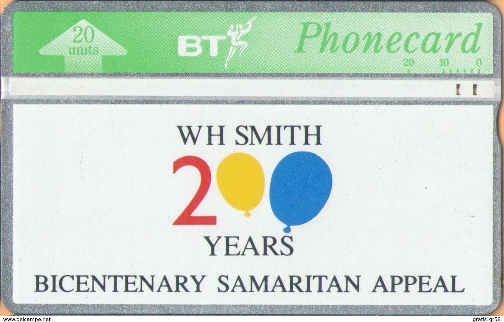 United Kingdom - BTA-042, W H Smith, Samaritan Appeal, Balloons, 75,000ex, 7/92, Used - BT Werbezwecke