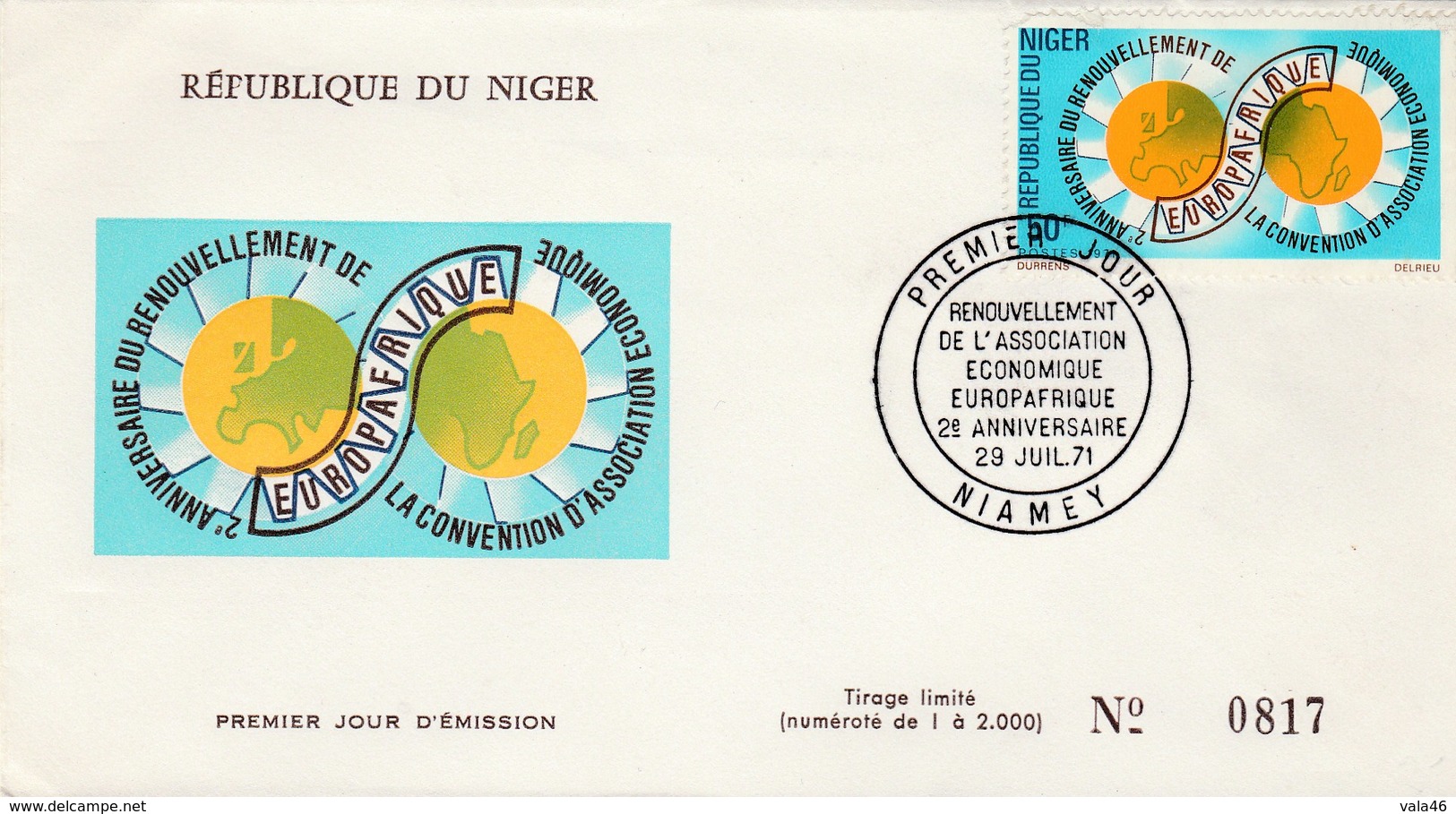 NIGER   THEME EUROPA   EUROPAFRIQUE     2è ANNIVERSAIRE  29/07/1971 - Niger (1960-...)