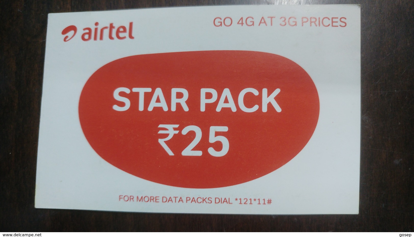 India-airtel-star Pack-(25 Ruppia)-go 4g At 3g Prices-(7)-31.12.2017-used Card+1 Card Prepiad Free - India