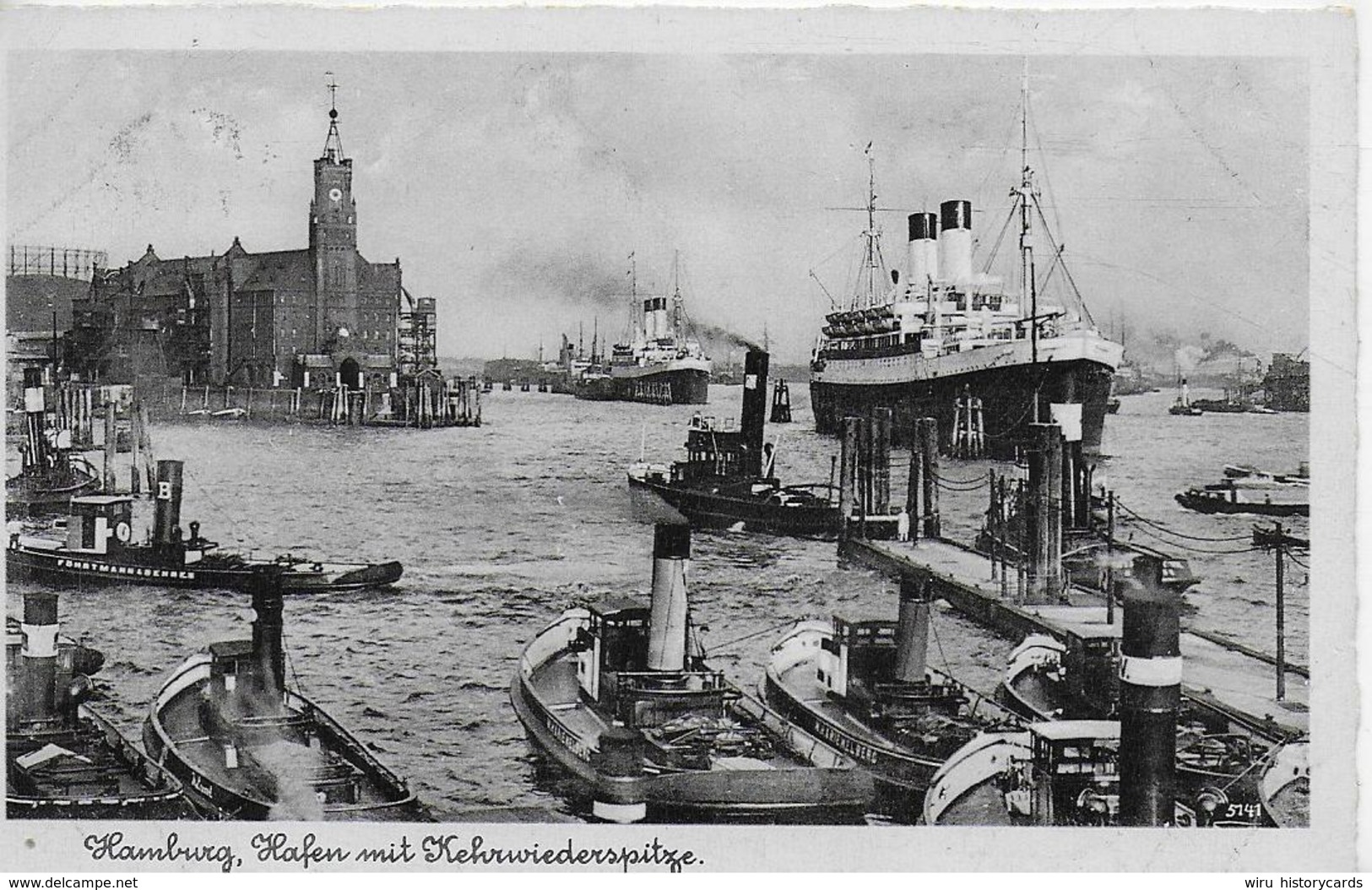 AK 0090  Hamburg - Hafen Mit Kehrwiederspitze ( Dampfer ) Um 1942 - Dampfer