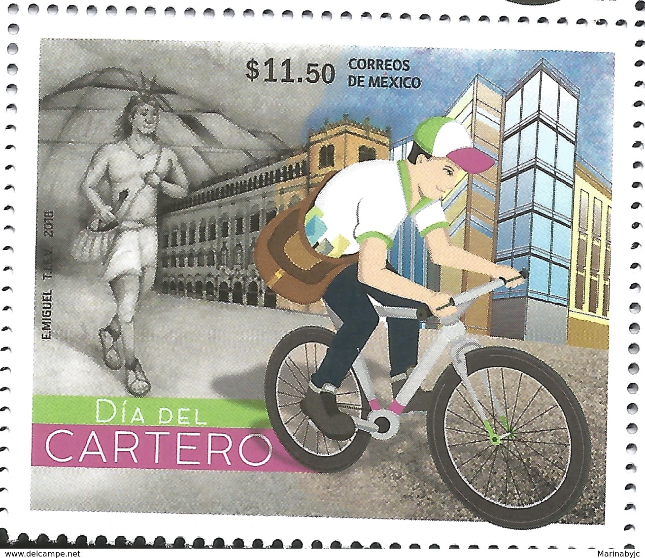 J) 2018 MEXICO, MAILMAN DAY, BICYCLE, MNH - Mexico